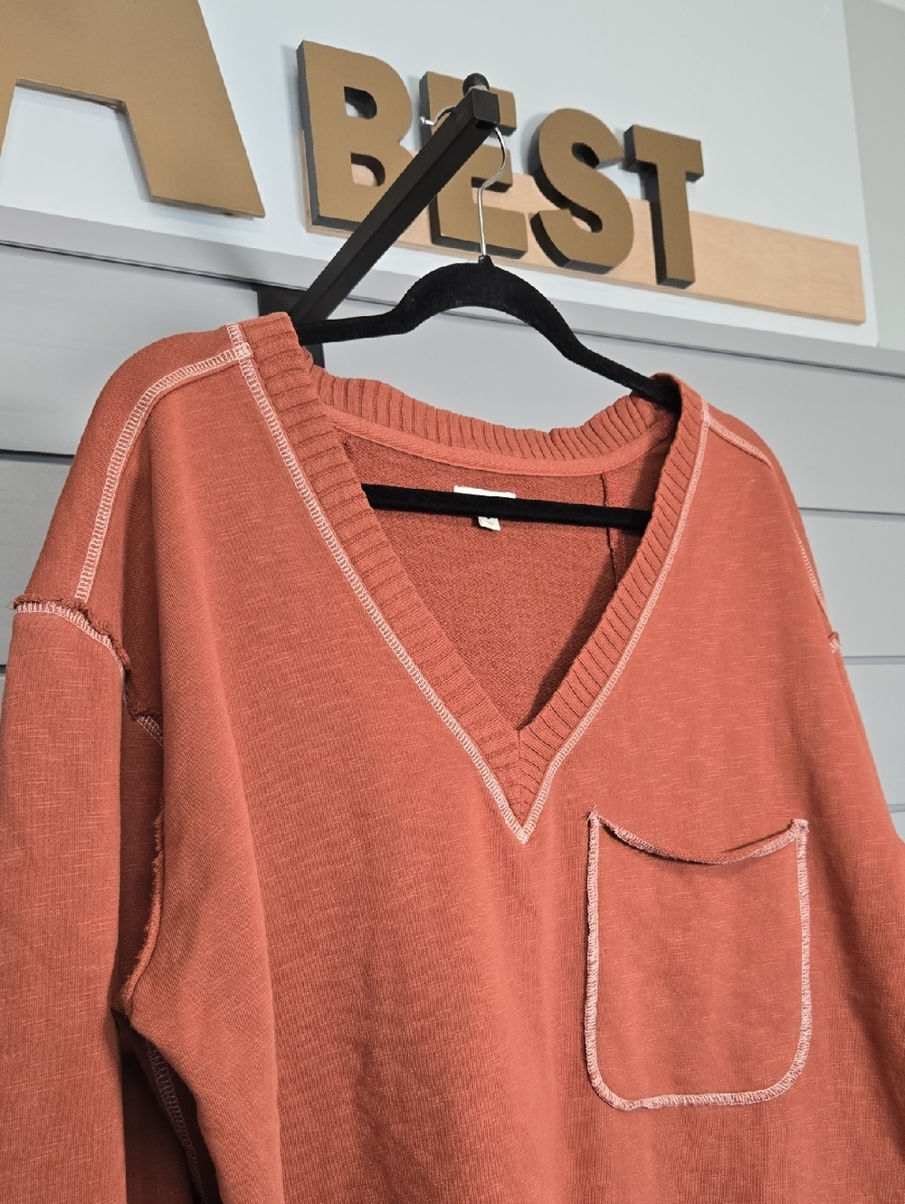 Pilcro Knit Crewneck Sweater - Rust - Picture 9 of 15